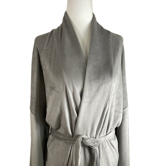 SKIMS Size Med Velour Long Wrap Robe Gray Belted Soft Plush Lounge Pockets - Picture 5 of 12